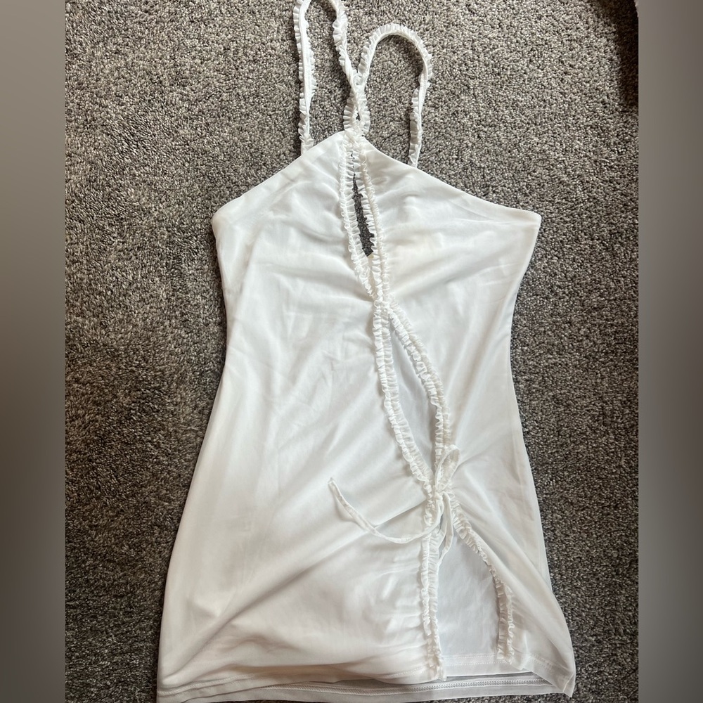Elegant White Halter Dress